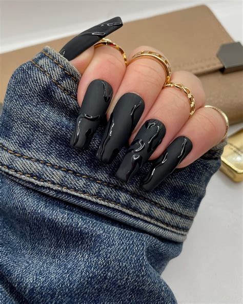 matte black and sparkle nails|black matte nails ideas.